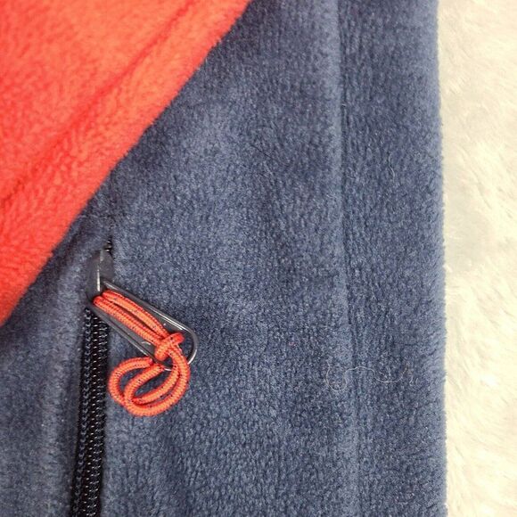Columbia Jacket Large Dark Blue and‎ Red Full Zip Fleece Zip Pockets - Picture 3 of 7